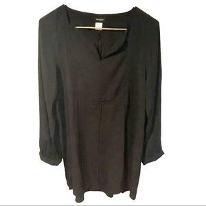 Artizara Womens‎ Size 3X Black Plus Size Modest Pleated V Neck Tunic Top NEW